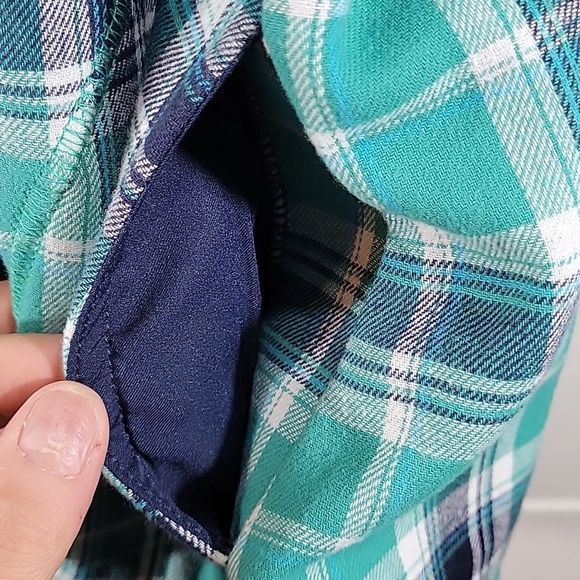 Orvis Fleece Lined Plaid Flannel Button Up Shirt Shacket Jacket - Picture 9 of 9